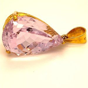 Pink Kunzite 17.91ct Solid 18K Yellow Gold Pendant